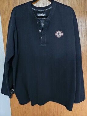 FINAL...Harley-Davidson Men’s Black Henley Long-Sleeve Shirt
